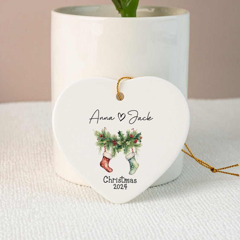 Couple's Name Christmas Ornament, First Christmas Couples Ornament,2024 Christmas Baubles, Keepsake Gifts, Gifts for Couple,Christmas Decor