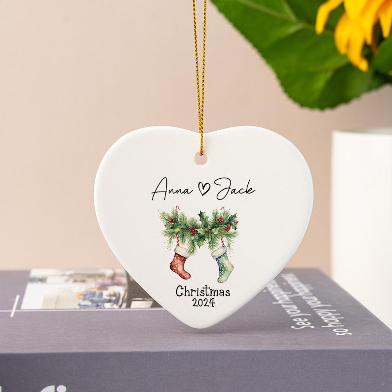 Couple's Name Christmas Ornament, First Christmas Couples Ornament,2024 Christmas Baubles, Keepsake Gifts, Gifts for Couple,Christmas Decor