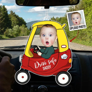 Personalized Acrylic Car Hanger, Drive Safe Daddy Acrylic Car Hanging New Dad Gift 1st Fathers Day Gift For Him