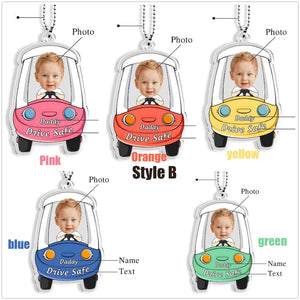 Personalized Acrylic Car Hanger, Drive Safe Daddy Acrylic Car Hanging New Dad Gift 1st Fathers Day Gift For Him