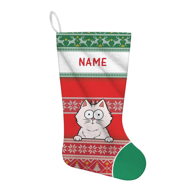 Personalized Cat Christmas Stockings, Cat Christmas Stocking, Custom Farmhouse Stocking, Gift for Cats, Cat Lovers Gift, Pet Gift