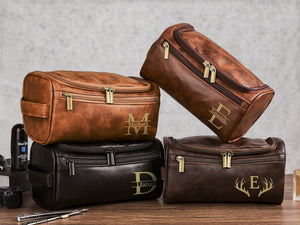 Personalized Leather Toiletry Bag: Engraved Dopp Kit, Groomsmen Gift