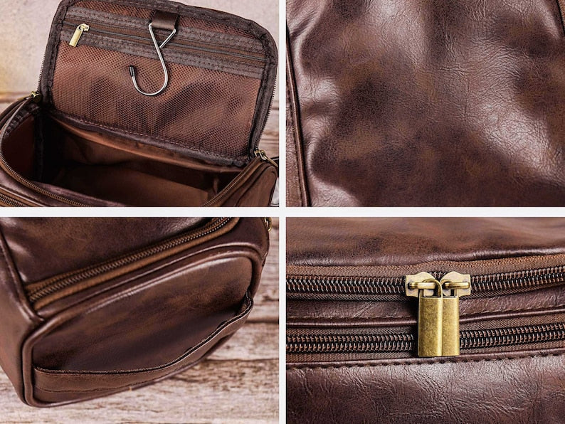 Personalized Leather Toiletry Bag: Engraved Dopp Kit, Groomsmen Gift