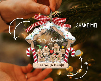 Family Ornament Personalized, Family Christmas Ornaments 2024, Custom Gingerbread Ornament, Family Christmas Gifts, 4D Shake Ornament
