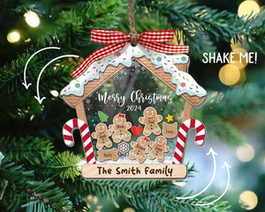 Family Ornament Personalized, Family Christmas Ornaments 2024, Custom Gingerbread Ornament, Family Christmas Gifts, 4D Shake Ornament