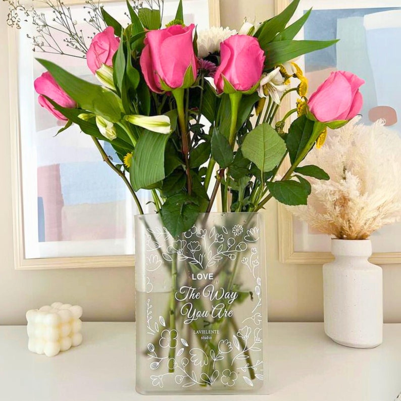 Blooming Acrylic Book Vase Home Decor Gifts for Book Lovers and Readers Bookish Gifts for Special Occasions, Birthdays, and Housewarmings