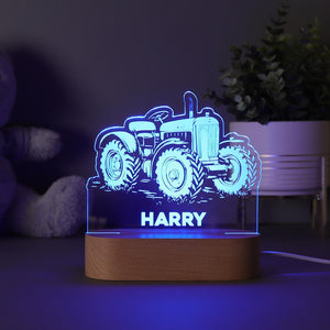 Night Light Personalised Tractor Farmer, Boys Room Decor, Baby Boy, Girl Gift, Childs Light, Name Lamp, Interchangeable LED Night Light.