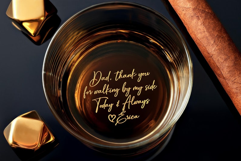 Personalized Gift for Father of the Bride - Custom Wedding Whiskey Glass with Your Handwriting Message