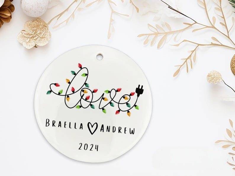 Personalized Christmas lights love couple Ornament, romantic gifts for her, romantic gifts for couples