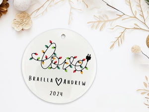 Personalized Christmas lights love couple Ornament, romantic gifts for her, romantic gifts for couples