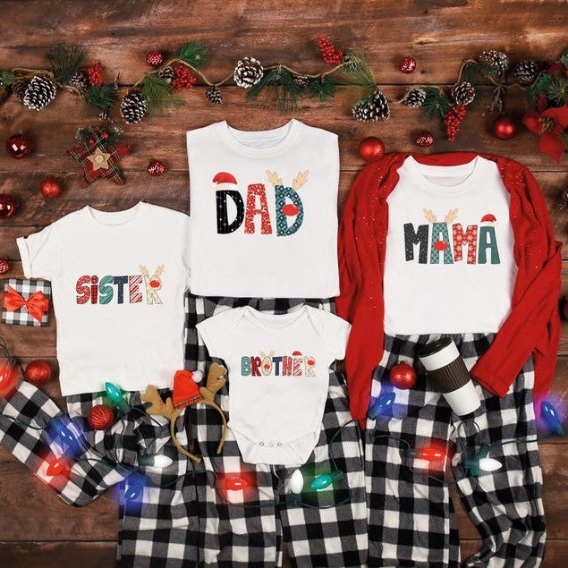 Family Christmas Sweatshirt, Matching Family Xmas, Family PJ Shirts, Matching Christmas Shirts, Reindeer Letters Christmas Hoodie