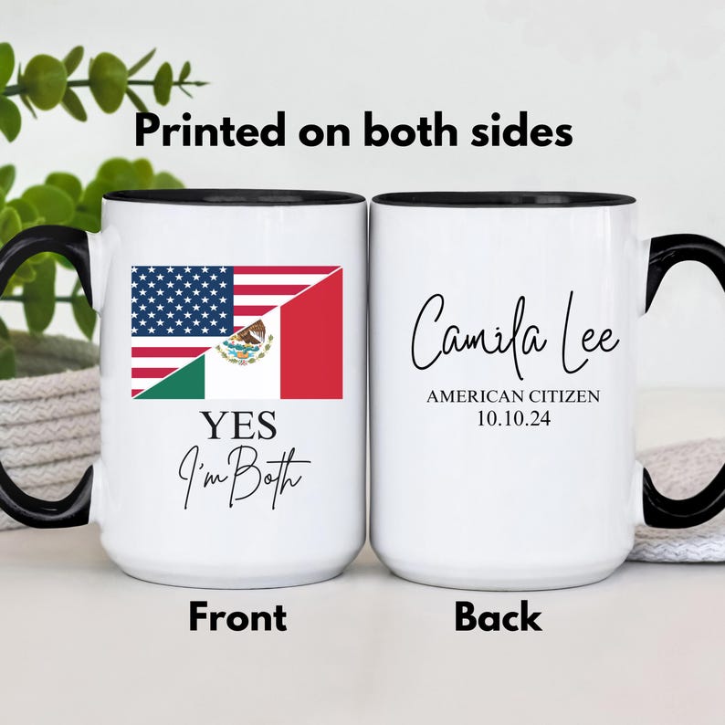 US Citizenship gift, Dual Citizenship gift, Naturalization gift, New Citizen mug, Custom dual Citizenship mug, New American us Citizen gift