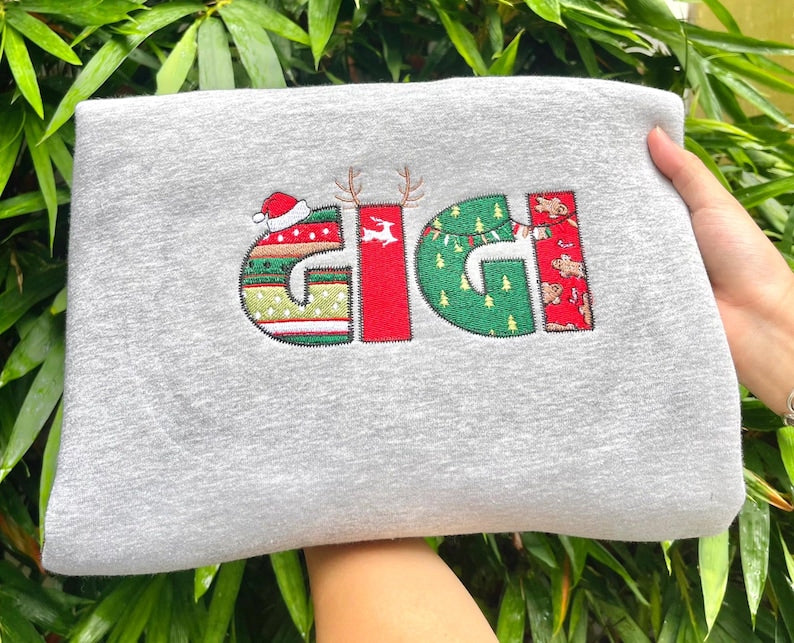 Christmas embroidered sweatshirt, Custom name Christmas embroidered shirts, Christmas gifts, Christmas crew shirt