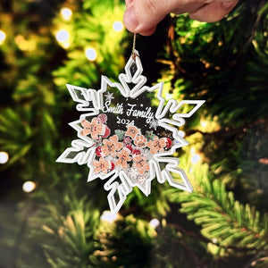 Personalized Snowflake Family Ornament With Pets, Gingerbread With Hat Family Ornament 2025, Family Christmas Gift, 4D Shake Family Ornament