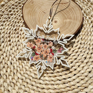 Personalized Snowflake Family Ornament With Pets, Gingerbread With Hat Family Ornament 2025, Family Christmas Gift, 4D Shake Family Ornament