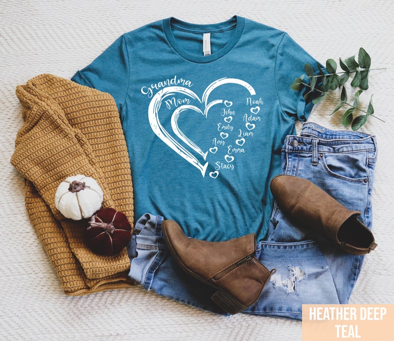 Custom Grandma Shirt, Grandma Heart Shirt, Nana Shirt With Grandkids Name, Gift For Grandma, Mother's Day Shirt, Personalized Grandma Shirt