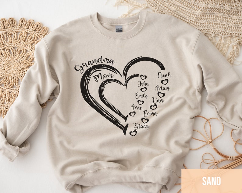 Custom Grandma Shirt, Grandma Heart Shirt, Nana Shirt With Grandkids Name, Gift For Grandma, Mother's Day Shirt, Personalized Grandma Shirt