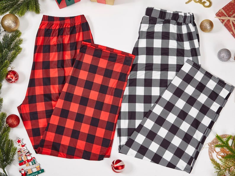 Christmas Pants For Family,Buffalo Plaid Pants,Matching Christmas Pants, Xmas Eve Family Pajamas Toddler,Mommy And Me,Family Women Men