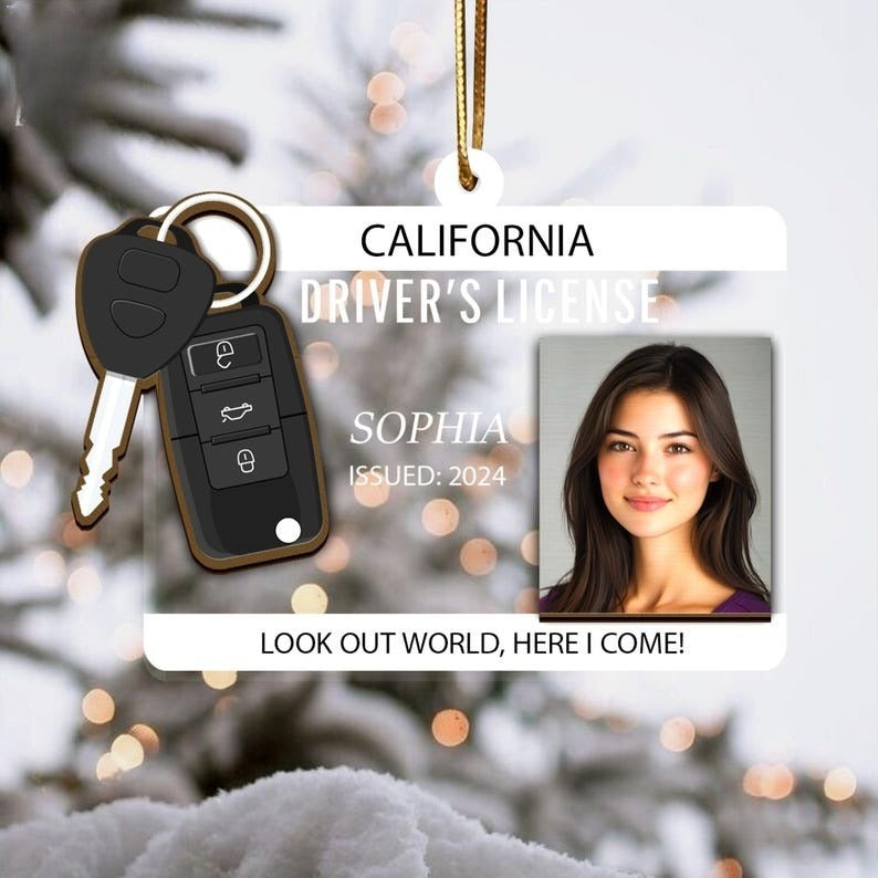 Personalized New Driver Ornament 2025, Drivers License Ornament, Gift for New Driver, Driving Ornament, Drivers Permit Christmas Ornament