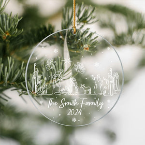Personalized Family Ornament, Nativity Christmas Ornament, Christian Ornament Christmas Gift, Church Group Gift, Nativity Scene Ornament