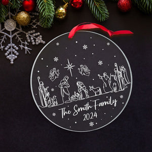 Personalized Family Ornament, Nativity Christmas Ornament, Christian Ornament Christmas Gift, Church Group Gift, Nativity Scene Ornament