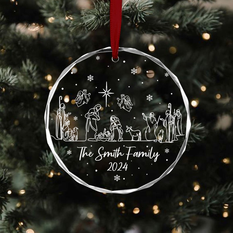 Personalized Family Ornament, Nativity Christmas Ornament, Christian Ornament Christmas Gift, Church Group Gift, Nativity Scene Ornament