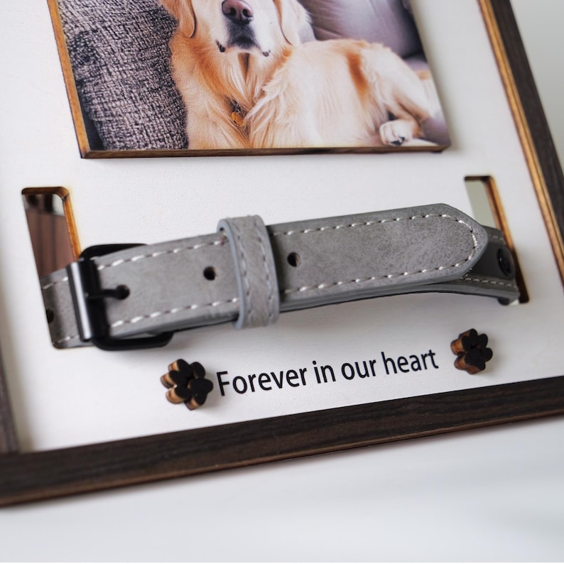 Custom Memorial Pet Collar Sign, Dog Memorial Wood Frame With Collar Holder, Pet Loss Sympathy Gift, Dog Memorial Gifts