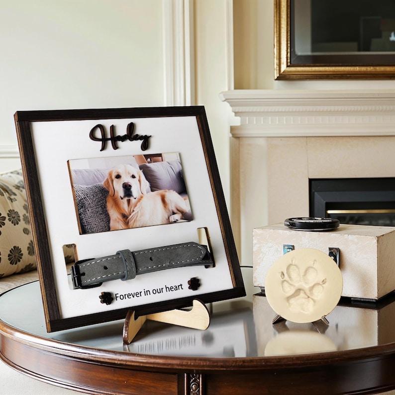 Custom Memorial Pet Collar Sign, Dog Memorial Wood Frame With Collar Holder, Pet Loss Sympathy Gift, Dog Memorial Gifts