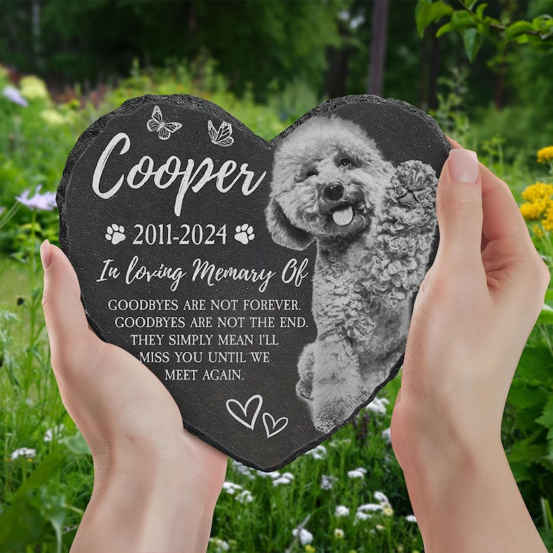 Personalized Photo Pet Memorial Stone: Engraved Dog Remembrance Gift