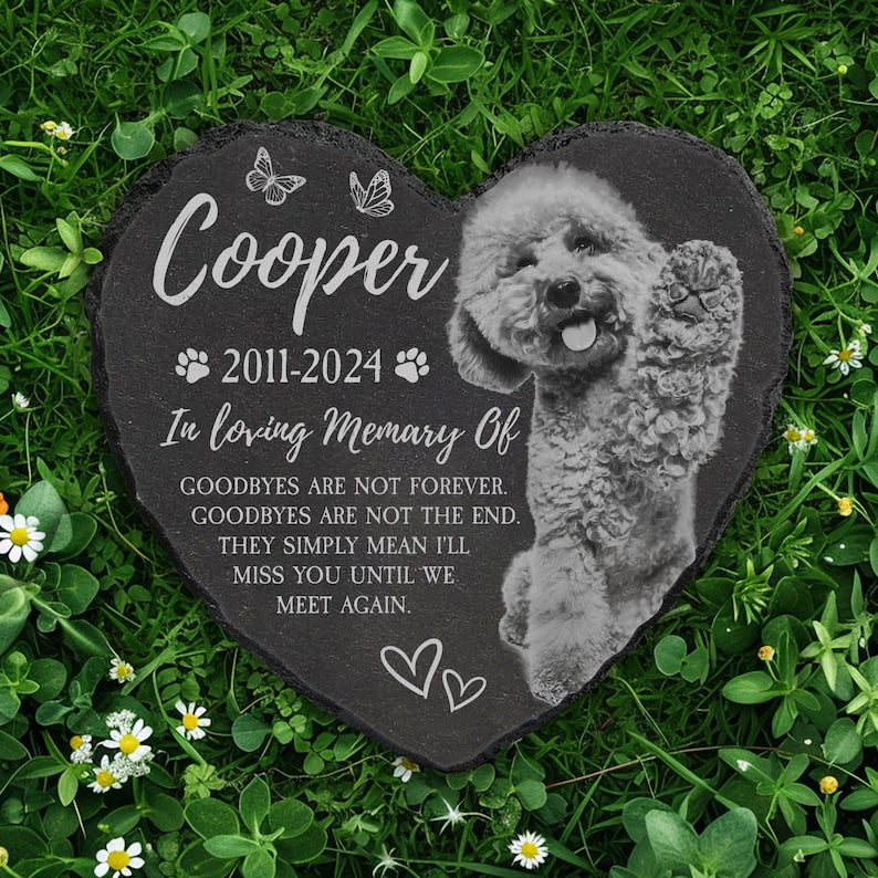 Personalized Photo Pet Memorial Stone: Engraved Dog Remembrance Gift
