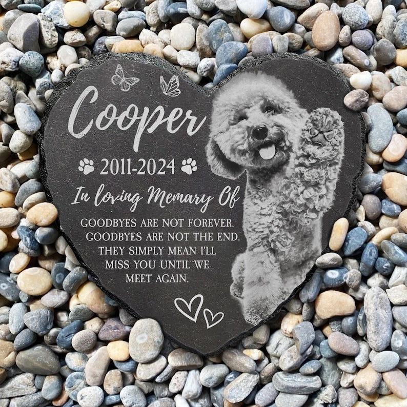 Personalized Photo Pet Memorial Stone: Engraved Dog Remembrance Gift