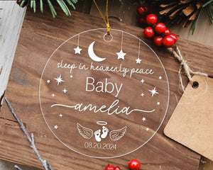 Personalized Baby Loss Memorial Ornament, Infant Loss Ornament, Sleep in Heavenly Peace Ornament, Ornament For Miscarriage, Baby Memorial