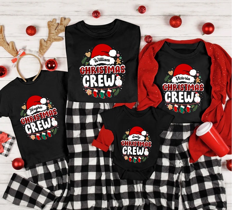 Christmas Crew Family Christmas Shirts, Christmas Crew Shirt, Custom Name Matching Family Christmas Shirt, Xmas Party Outfits