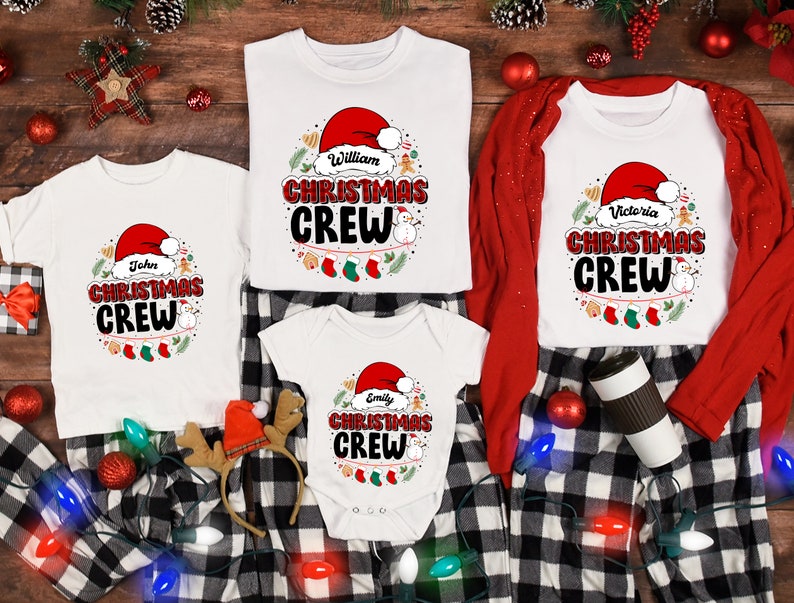 Christmas Crew Family Christmas Shirts, Christmas Crew Shirt, Custom Name Matching Family Christmas Shirt, Xmas Party Outfits