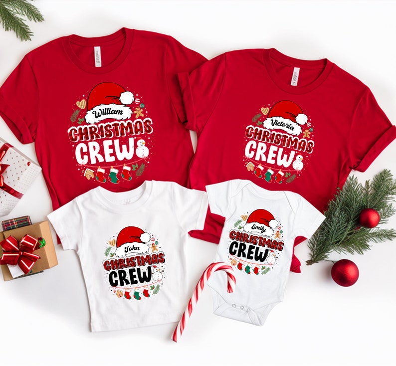 Christmas Crew Family Christmas Shirts, Christmas Crew Shirt, Custom Name Matching Family Christmas Shirt, Xmas Party Outfits