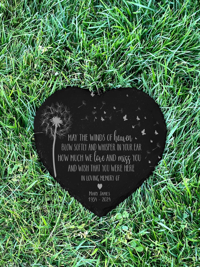 May the Winds of Heaven Blow Softly, Sympathy Gift, Slate Grave Marker, Keepsake, Remembrance, Bereavement Gift, Loss of a Loved One