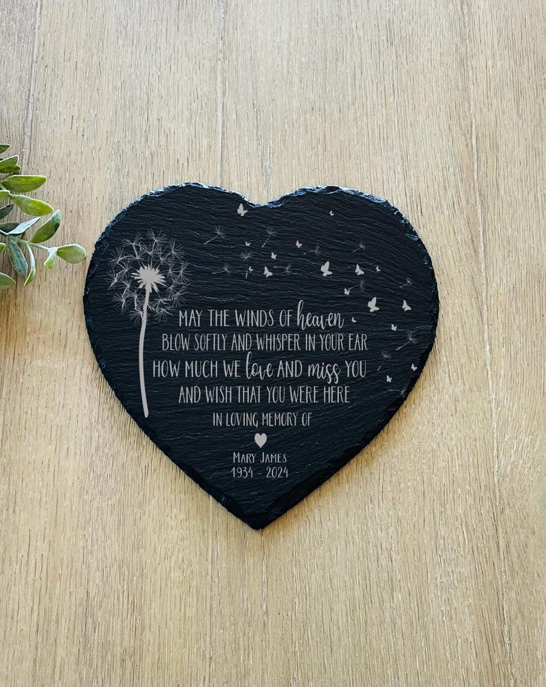 May the Winds of Heaven Blow Softly, Sympathy Gift, Slate Grave Marker, Keepsake, Remembrance, Bereavement Gift, Loss of a Loved One