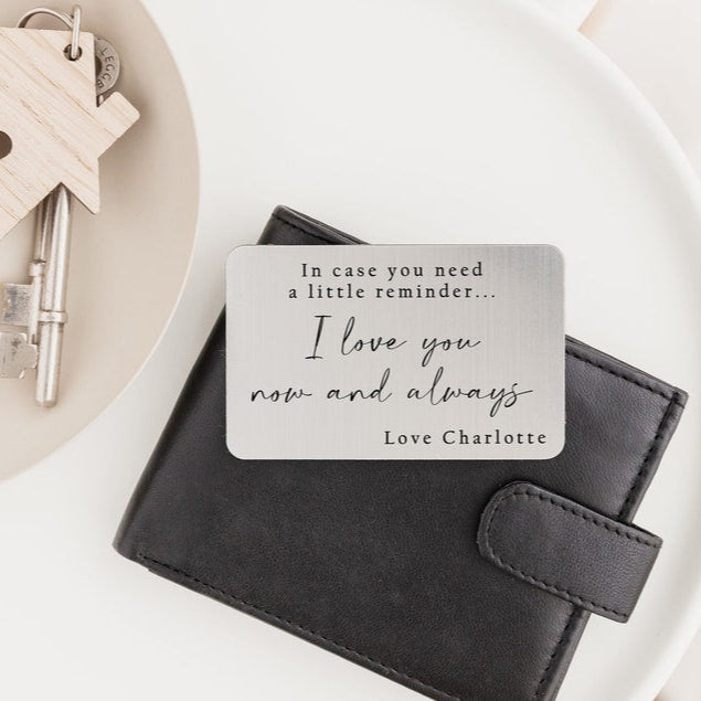 Personalised Wallet Insert | Engraved Gift For Him | Valentine s Day Gift | Birthday Gift | Partner Boyfriend Husband Hubby Gift