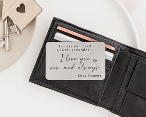Personalised Wallet Insert | Engraved Gift For Him | Valentine s Day Gift | Birthday Gift | Partner Boyfriend Husband Hubby Gift