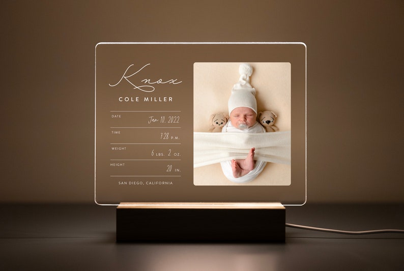 Custom Birth Announcement LED Light Plaque Baby Birth Stats Newborn Gift Baby Announcement Personalized Baby Keepsake Gift