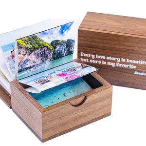 Personalized Handmade Photo Pull Out Gift Box, Anniversary Gift, Gifts for Couples, Engraved or Printed Wooden Box, Pull Out Photo Album