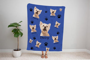 Custom face Photo Blanket, Dog Cat Picture Bedding Blanket With Text, Memorial Pet Face, Personalized Pet Blanket Using Pet Photo