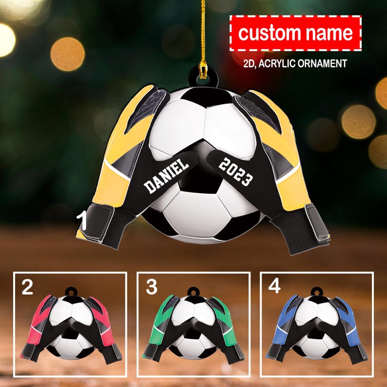 Soccer Goalkeeper Custom Ornament, Goalkeeper Gloves Christmas Ornament, Soccer Lover Gift, Goalkeeper Gift