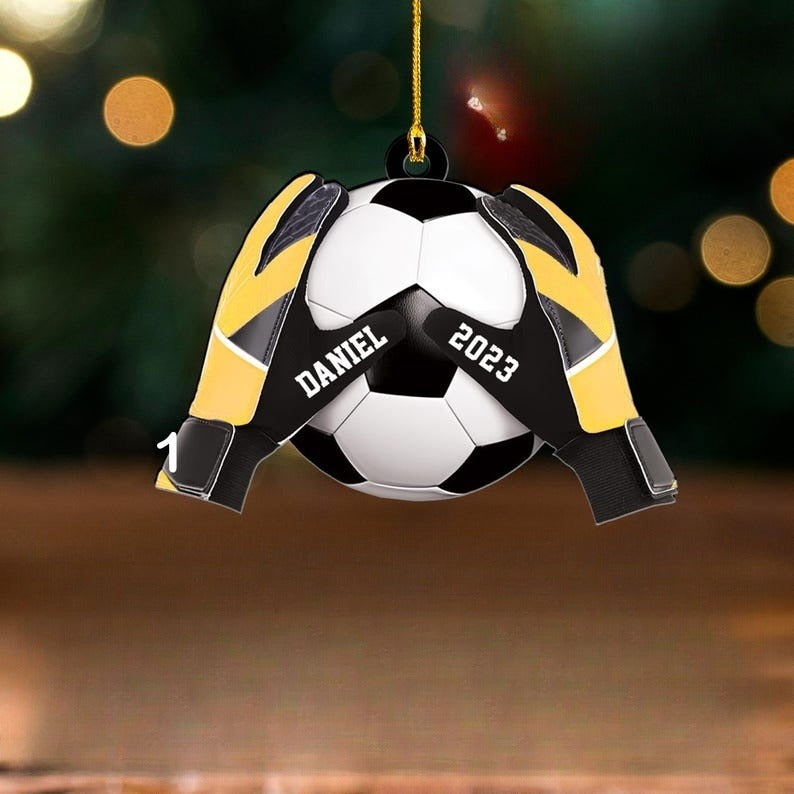Soccer Goalkeeper Custom Ornament, Goalkeeper Gloves Christmas Ornament, Soccer Lover Gift, Goalkeeper Gift