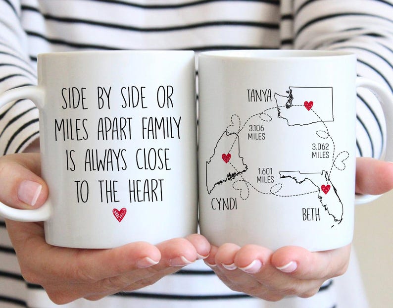 Personalized Long Distance Friendship, Custom Best Friend Mug Gift, Moving Away Gift, Gift Mother Daughter Mugs, Sister Mug Gift, BFF Gift