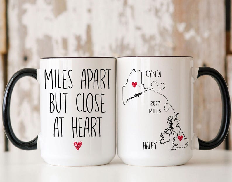 Personalized Long Distance Friendship, Custom Best Friend Mug Gift, Moving Away Gift, Gift Mother Daughter Mugs, Sister Mug Gift, BFF Gift