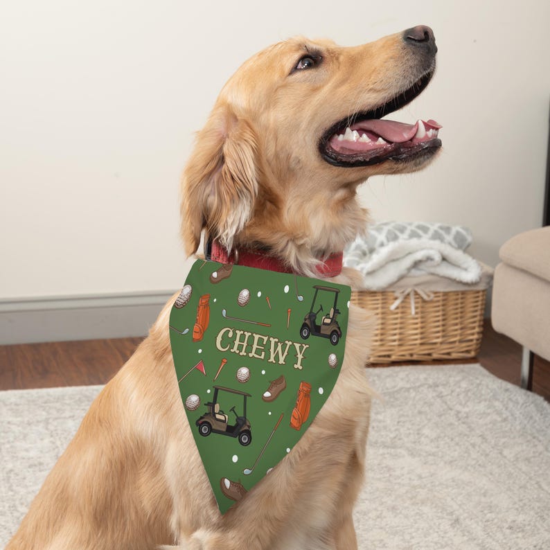 Golfing Dog Bandana | Personalized Dog Bandana | Dog Bandana for Golfer | Golf Dog Bandana with Name | Bandana for Dog Dad | Custom Bandana