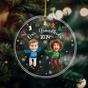 Personalized Our Grandkids Ornament, Christmas Gift For Grandma Grandpa, Custom Photo Grandkids Ornament, Gift For Mom Dad, Christmas Decor