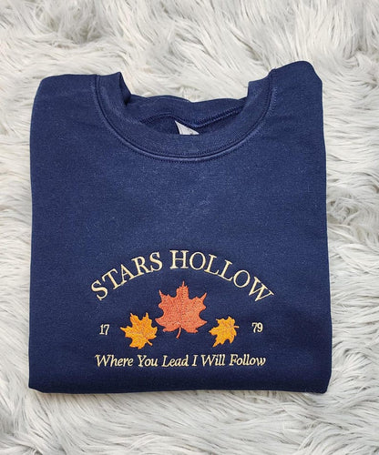 Stars Hollow Embroidered Crewneck | Where You Lead I Will Follow | Cozy Book Lover Gift | Stars Hollow Gift il_794xN.6306288244_j8m7.jpg