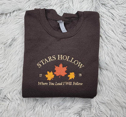 Stars Hollow Embroidered Crewneck | Where You Lead I Will Follow | Cozy Book Lover Gift | Stars Hollow Gift il_794xN.6306289516_2d5i.jpg